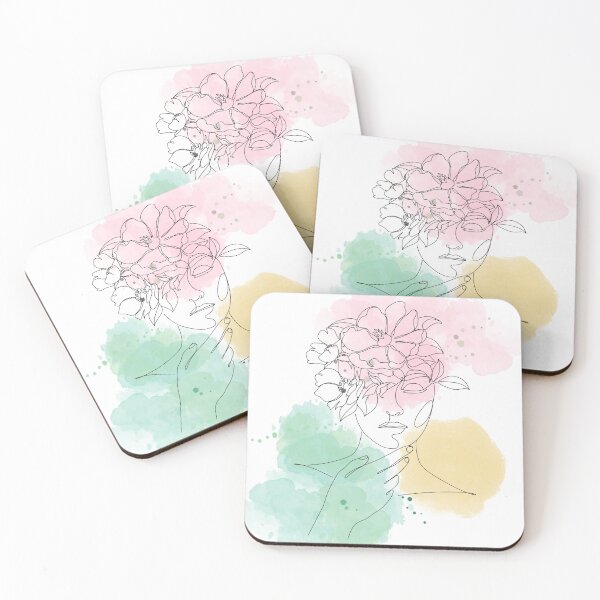 Item preview, Minimalist Aesthetic Woman with Flowers designed and sold by Vishwashop.