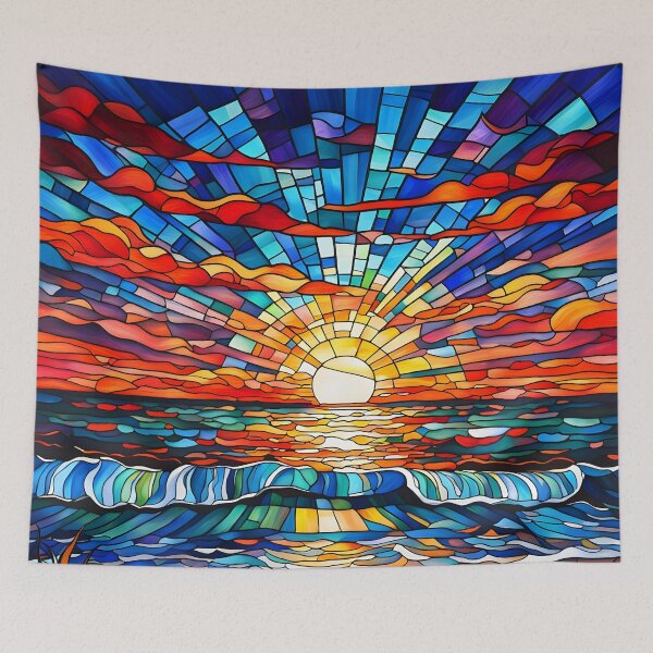 Item preview, Vivid Stained Glass Sunset designed and sold by ByNicoleSara.