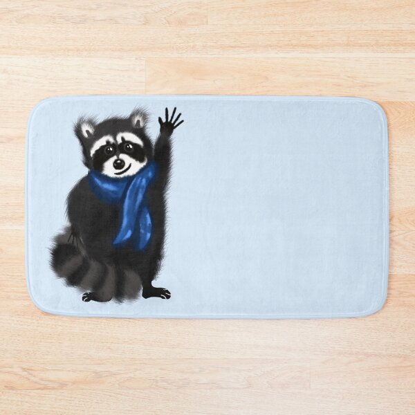 Item preview, Shy but Smart Raccoon Wearing a Blue Scarf Raising Hand – Introvert Student designed and sold by MFGB-Creations.