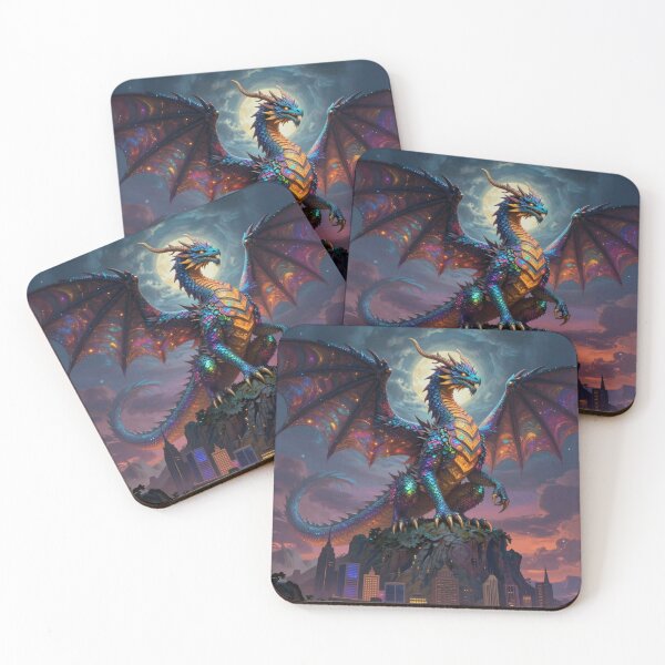 Item preview, Majestic Dragon Above the City – Iridescent Wings and Urban Fantasy Power designed and sold by FotoworldEdel.