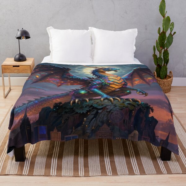 Item preview, Majestic Dragon Above the City – Iridescent Wings and Urban Fantasy Power designed and sold by FotoworldEdel.