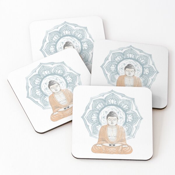 Item preview, Buddha Padma Watercolor - Dove Slate Melon - Peacock Halo designed and sold by Irene Estelle.