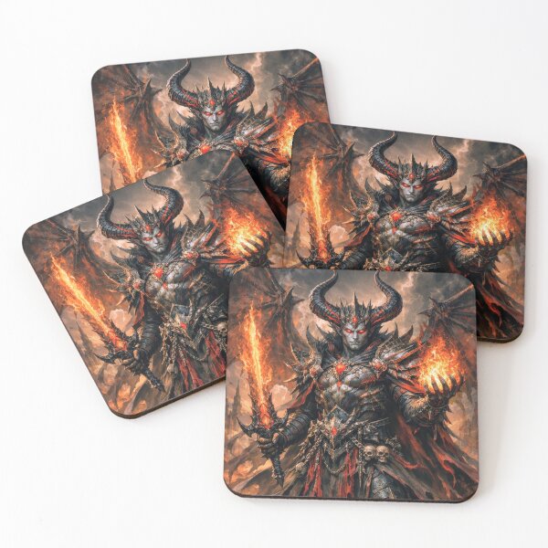 Item preview, Infernal Demon Lord with Flaming Sword – Dark Fantasy Hell King Artwork designed and sold by DrakariArt.