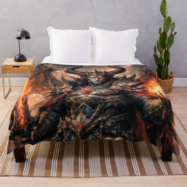 Item preview, Infernal Demon Lord with Flaming Sword – Dark Fantasy Hell King Artwork designed and sold by DrakariArt.