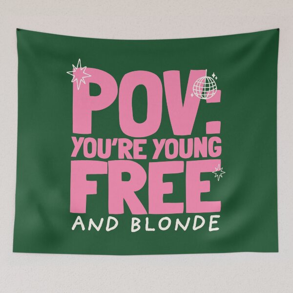 Item preview, POV: You’re Young, Free and Blonde, Funny Retro Quote designed and sold by Koticmak Store.