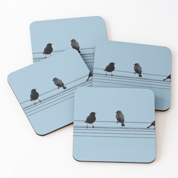 Item preview, Birds sit on power lines in blue sky designed and sold by anytka.