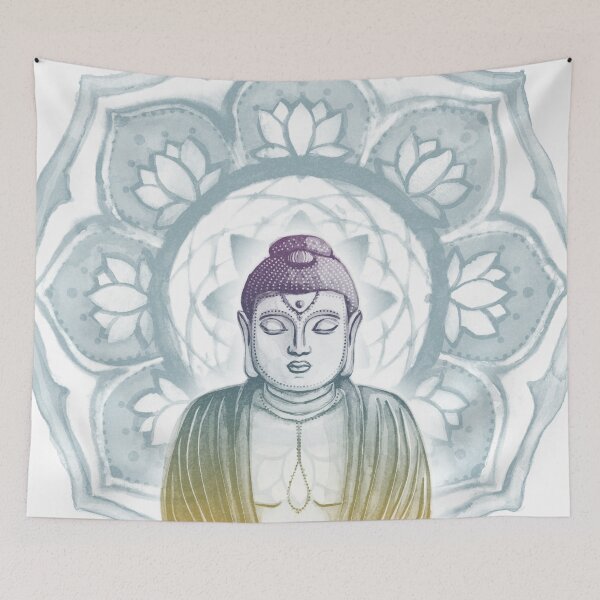 Item preview, Buddha Padma Watercolor - Snow Rainbow Sunset Peacock designed and sold by Irene Estelle.