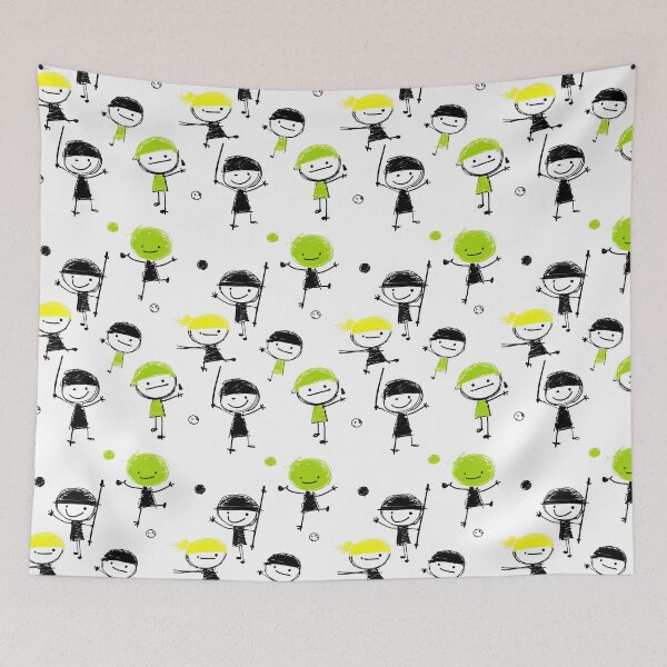 Item preview, Black and Green Stick Figure Children designed and sold by Piotrek0001.