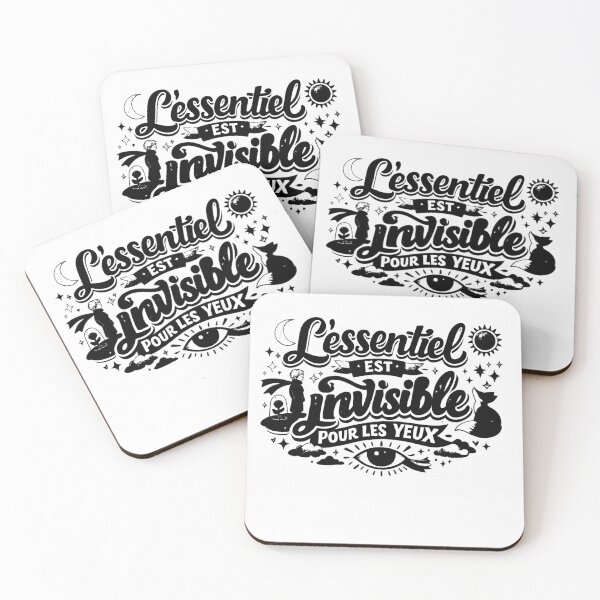 Item preview, "What is essential is invisible to the eyes," a French phrase (black and white ver) designed and sold by Moonshroomarts.