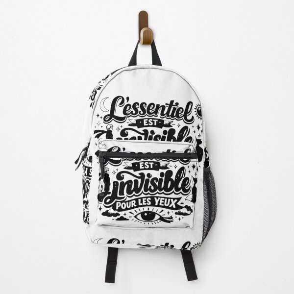Item preview, "What is essential is invisible to the eyes," a French phrase (black and white ver) designed and sold by Moonshroomarts.