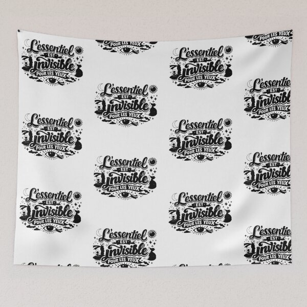 Item preview, "What is essential is invisible to the eyes," a French phrase (black and white ver) designed and sold by Moonshroomarts.