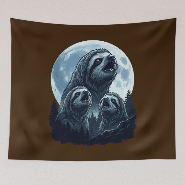 Item preview, Funny Sloths Howling Three Wolf Moon Parody Meme designed and sold by Leonardo Palumbo.