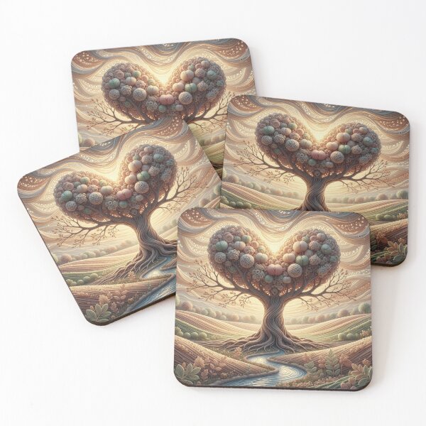 Item preview, Heart Tree in the Woven World – Surreal Nature Art in Warm Light designed and sold by Herzbaumatelier.