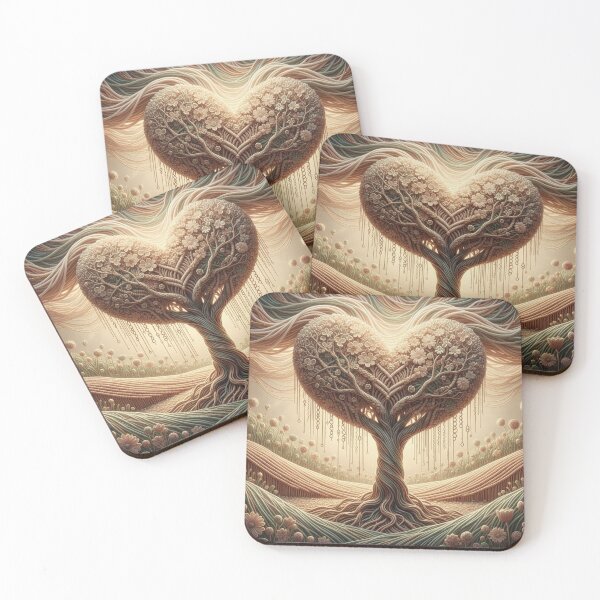 Item preview, Heart Tree in the Fabric of Life – Surreal Nature Art in Warm Woven Light designed and sold by Herzbaumatelier.