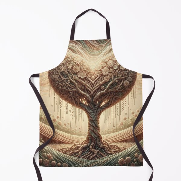 Artikelvorschau, Heart Tree in the Fabric of Life – Surreal Nature Art in Warm Woven Light entworfen und verkauft von Herzbaumatelier.