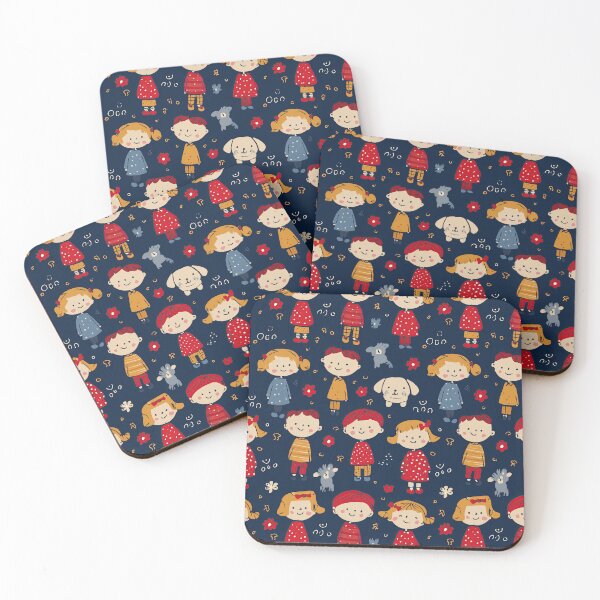 Item preview, Happy Kids Faces on Dark Blue Pattern designed and sold by Piotrek0001.
