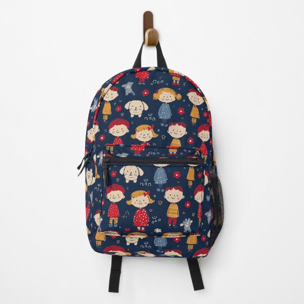 Item preview, Happy Kids Faces on Dark Blue Pattern designed and sold by Piotrek0001.