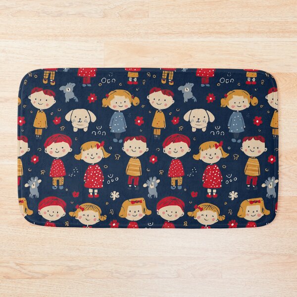 Item preview, Happy Kids Faces on Dark Blue Pattern designed and sold by Piotrek0001.