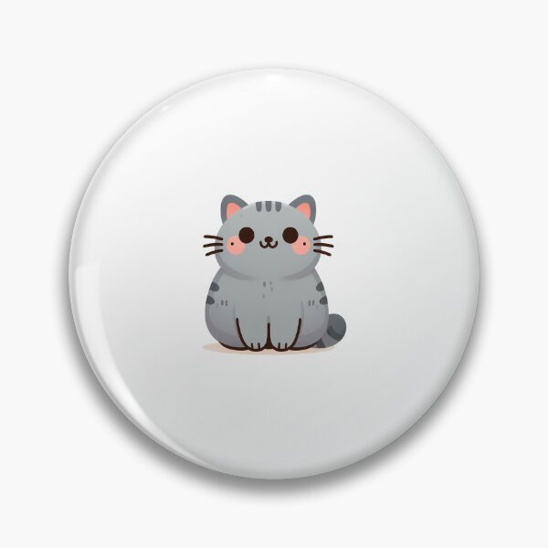 Item preview, Cute gray cartoon cat character with big eyes and rosy cheeks, smiling happily. designed and sold by cave-canvas.