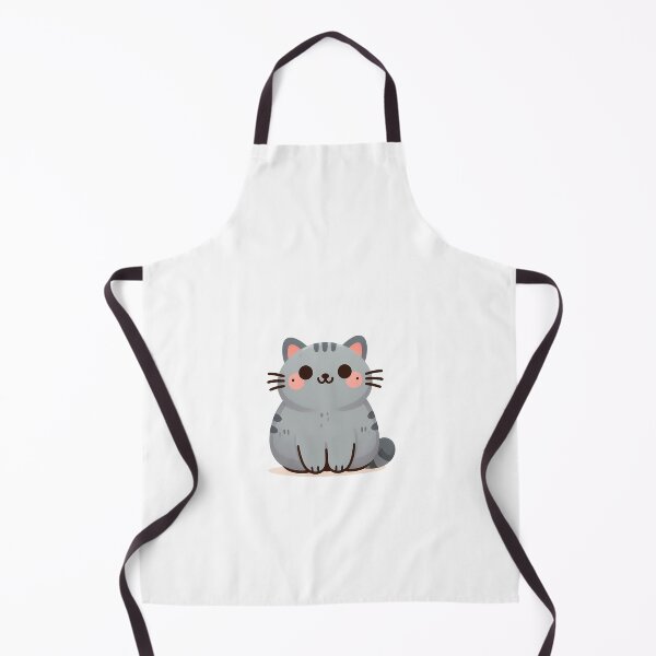Item preview, Cute gray cartoon cat character with big eyes and rosy cheeks, smiling happily. designed and sold by cave-canvas.