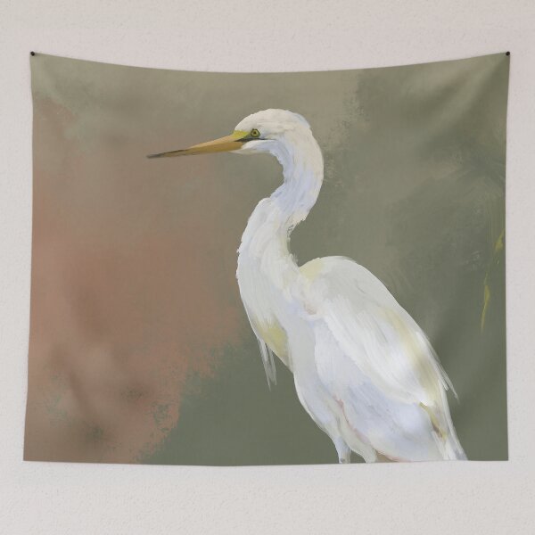 Item preview, Quiet Egret in Soft Light bird oil painting  designed and sold by SILVERAPPLE.