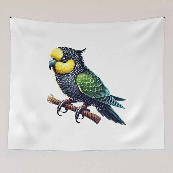 Item preview, A vibrant and colorful parrot perched on a branch showcasing stunning feathers. designed and sold by cave-canvas.