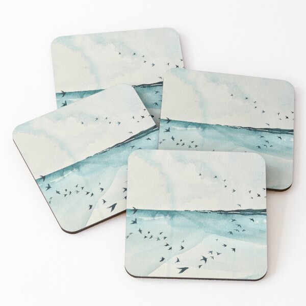 Item preview, Wave of Birds watercolor art designed and sold by María Casas Watercolour Designs.