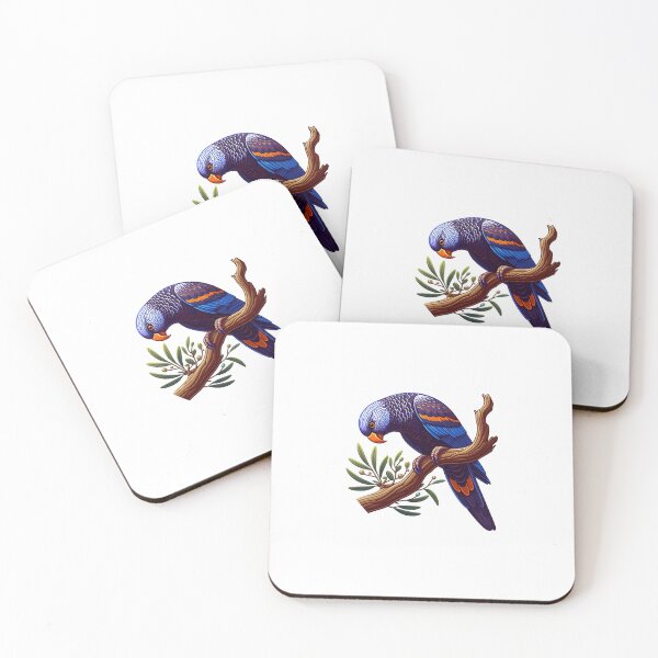 Item preview, Colorful parrot perched on a branch, showcasing vibrant feathers and intricate details. designed and sold by cave-canvas.