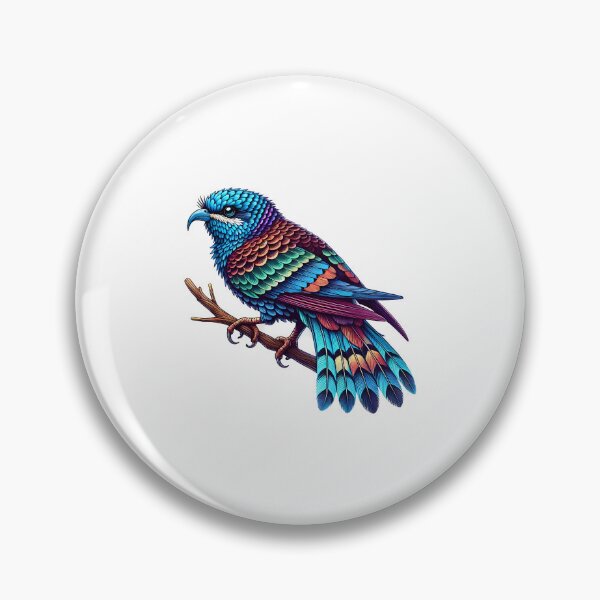 Item preview, Vibrant bird perched on a branch, showcasing decorative feathers in striking colors. designed and sold by cave-canvas.