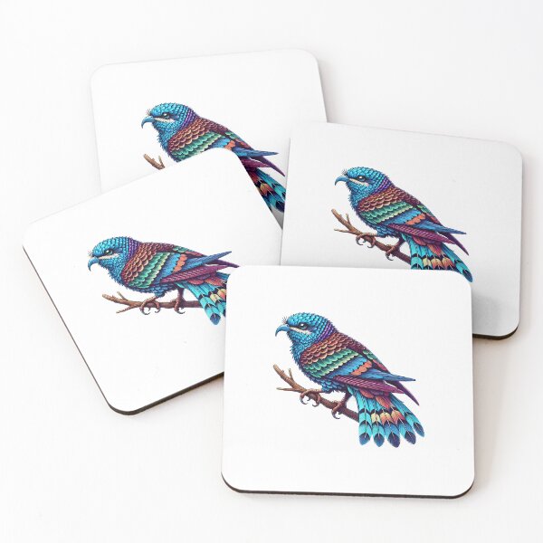 Item preview, Vibrant bird perched on a branch, showcasing decorative feathers in striking colors. designed and sold by cave-canvas.