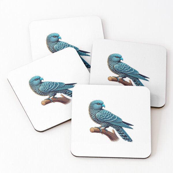Item preview, A vibrant blue parrot perched gracefully on a branch, showcasing its stunning feather patterns. designed and sold by cave-canvas.