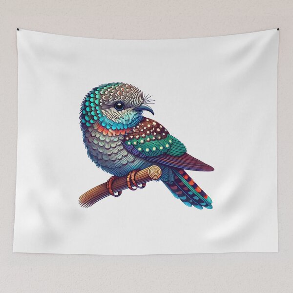 Item preview, Colorful bird perched on a branch, showcasing intricate patterns and vibrant hues. designed and sold by cave-canvas.