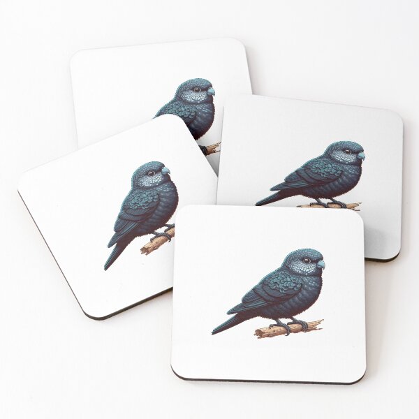 Item preview, A beautifully illustrated blue bird perched on a branch, showcasing vibrant feathers and striking eyes. designed and sold by cave-canvas.