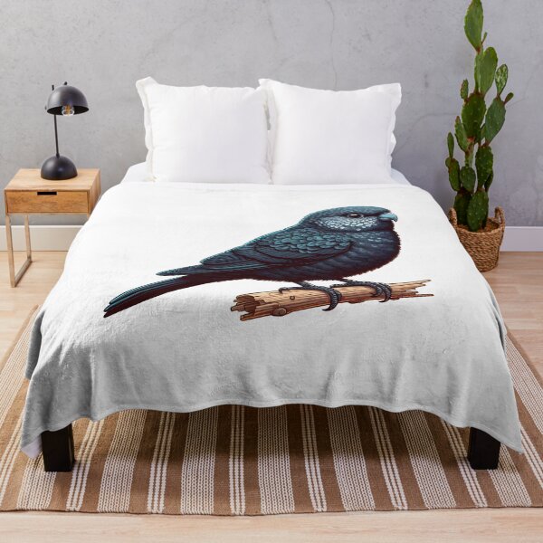 Item preview, A beautifully illustrated blue bird perched on a branch, showcasing vibrant feathers and striking eyes. designed and sold by cave-canvas.