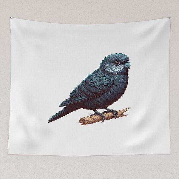 Item preview, A beautifully illustrated blue bird perched on a branch, showcasing vibrant feathers and striking eyes. designed and sold by cave-canvas.