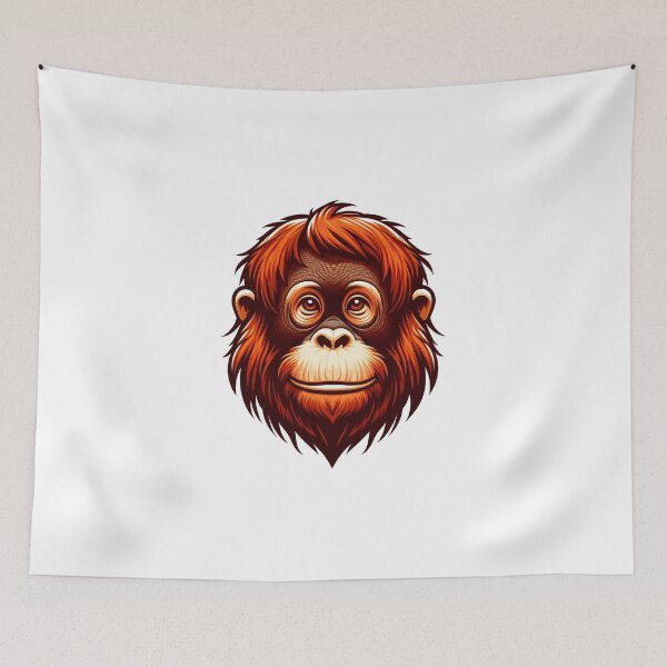 Item preview, A colorful and stylized illustration of a monkey with vibrant orange fur and expressive eyes. designed and sold by cave-canvas.