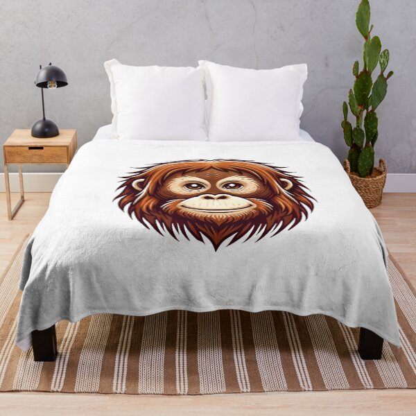 Item preview, Cute cartoon illustration of a friendly orange monkey face with big eyes and a playful expression. designed and sold by cave-canvas.