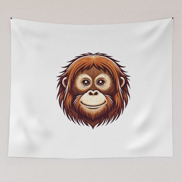 Item preview, Cute cartoon illustration of a friendly orange monkey face with big eyes and a playful expression. designed and sold by cave-canvas.