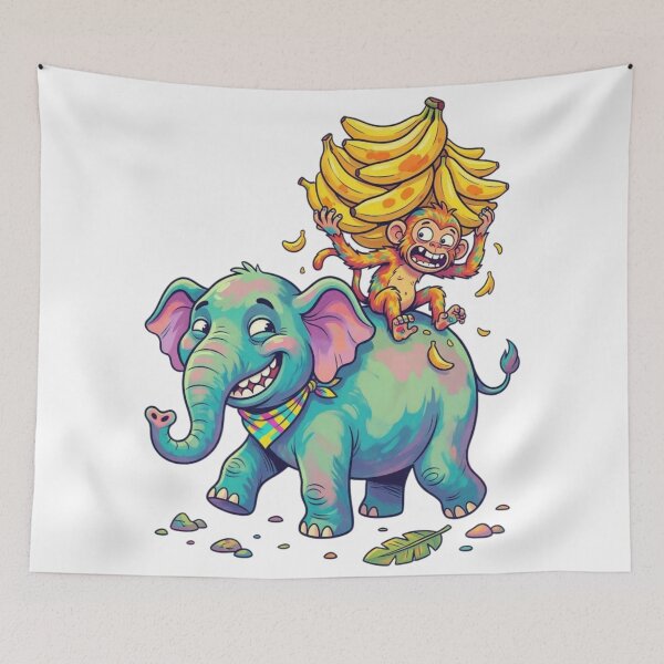 Item preview, elephant and monkey designed and sold by PP&RAINBOW SHOP.