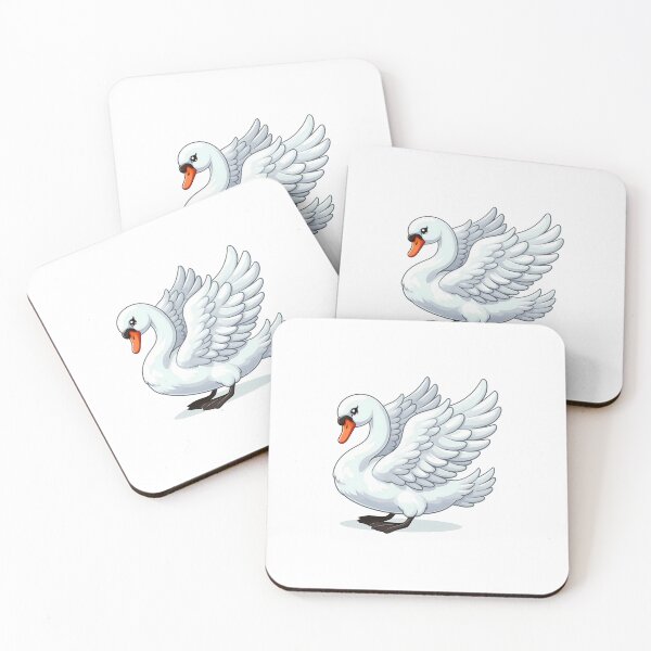 Item preview, A graceful white swan displaying its magnificent wings with a vibrant orange beak. designed and sold by cave-canvas.