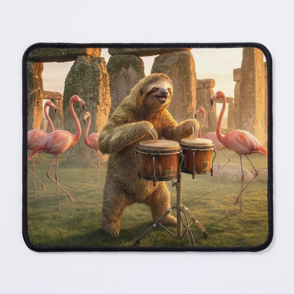 Item preview, Sloth Bongos at Stonehenge While Flamingos Dance designed and sold by Tridentulus.
