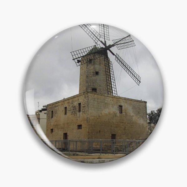 Item preview, Historic Stone Windmill Against Moody Overcast Sky With Old Town Buildings And Path designed and sold by Nmallia.
