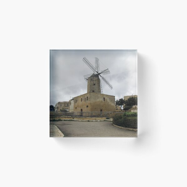 Item preview, Historic Stone Windmill Against Moody Overcast Sky With Old Town Buildings And Path designed and sold by Nmallia.