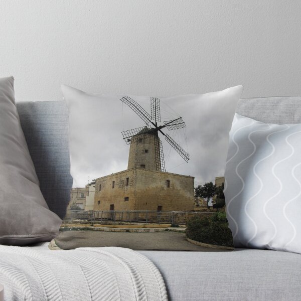 Item preview, Historic Stone Windmill Against Moody Overcast Sky With Old Town Buildings And Path designed and sold by Nmallia.