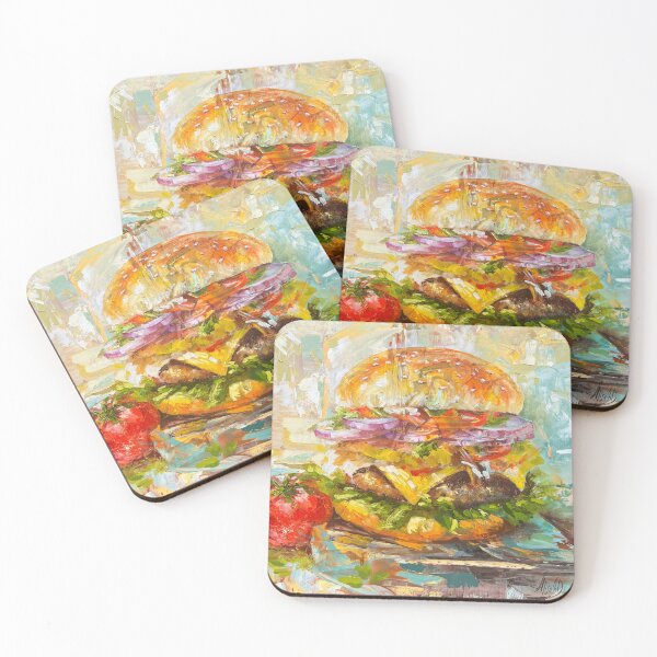 Item preview, Cheeseburger Painting – Colorful Burger Food Art designed and sold by AlisaArtDecor.