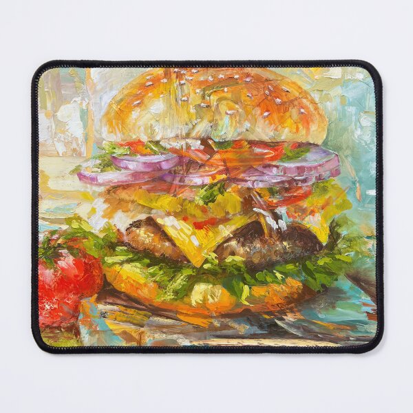 Item preview, Cheeseburger Painting – Colorful Burger Food Art designed and sold by AlisaArtDecor.