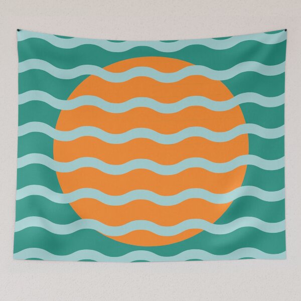 Item preview, Coastal Sunset Retro Sun Wave Pattern | Mid Century Modern Abstract Design designed and sold by nineFlorals.