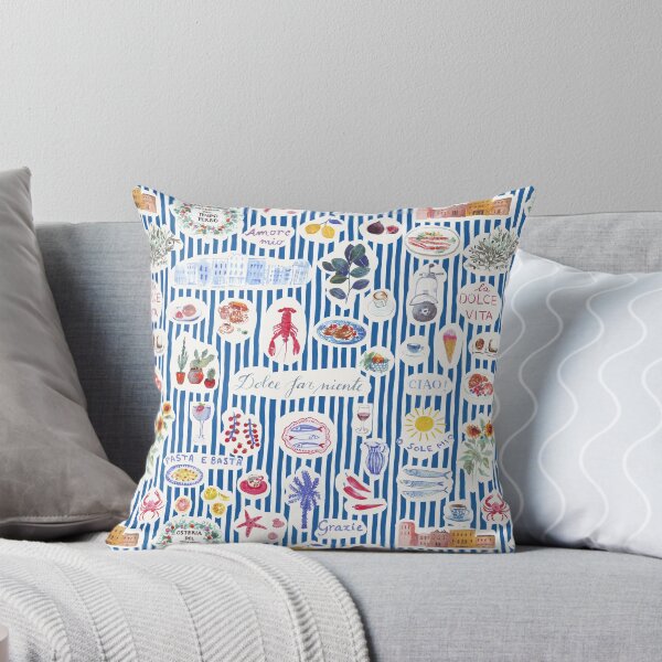 Item preview, Mediterranean Italian style DOLCE far NIENTE stickers in coastal blue stripes designed and sold by Katarina Roccella.