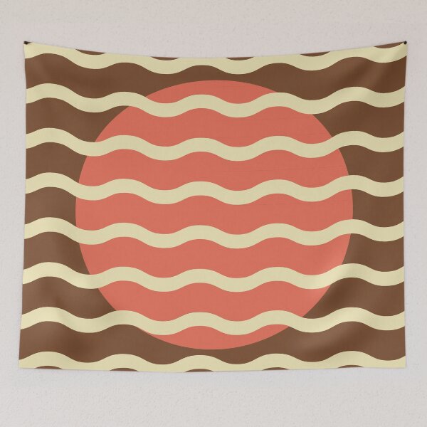 Item preview, Terracotta Retro Sun Wave Pattern | Mid Century Modern Abstract Design designed and sold by nineFlorals.