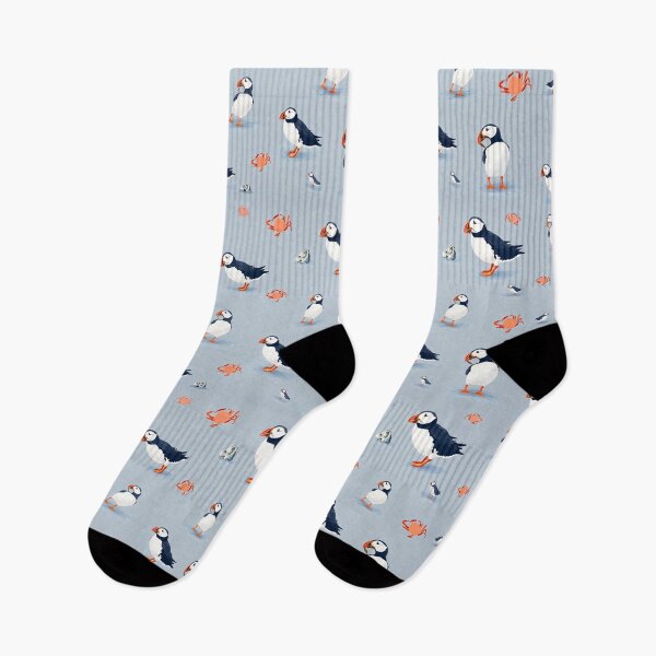 Item preview, Puffin and Crab Coastal Pattern designed and sold by chihuahuashower.